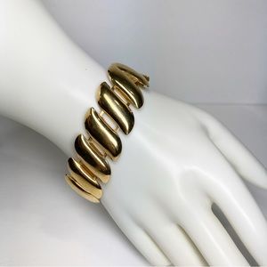 Vintage Bold Gold Tone S Link Bracelet Lobster Claw Clasp